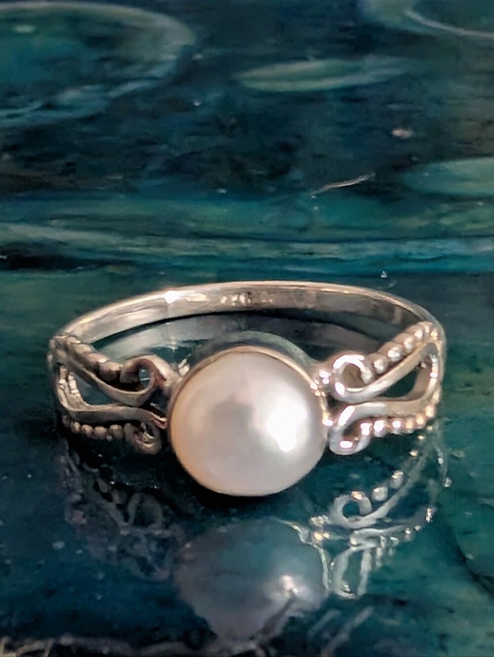 π Sterling Silver Genuine Natural Pearl Ring Size 11.5